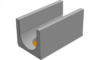 BGU-XL Универсальный лоток DN400, № 10-0, с вертикальным водосливом, без уклона